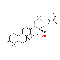 ChemSpider 2D Image | (3beta,5xi,9xi,10xi,18xi)-3-Hydroxy-22-{[(2Z)-2-methyl-2-butenoyl]oxy}olean-12-en-28-oic acid | C35H54O5