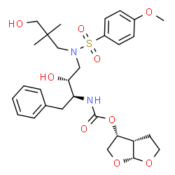 ChemSpider 2D Image | (3R,3aS,6aR)-Hexahydrofuro[2,3-b]furan-3-yl [(2S,3R)-3-hydroxy-4-{(3-hydroxy-2,2-dimethylpropyl)[(4-methoxyphenyl)sulfonyl]amino}-1-phenyl-2-butanyl]carbamate | C29H40N2O9S
