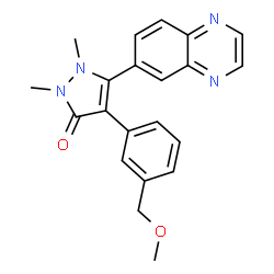 ChemSpider 2D Image | 4-[3-(methoxymethyl)phenyl]-1,2-dimethyl-5-quinoxalin-6-yl-1,2-dihydro-3H-pyrazol-3-one | C21H20N4O2