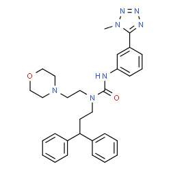 ChemSpider 2D Image | 1-(3,3-Diphenylpropyl)-3-[3-(1-methyl-1H-tetrazol-5-yl)phenyl]-1-[2-(4-morpholinyl)ethyl]urea | C30H35N7O2