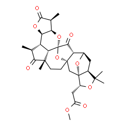 ChemSpider 2D Image | Methyl [(1S,3R,4S,7R,8S,9S,11S,14S,16R,17R,20S,22R,23R,27S)-4,9,11,19,19-pentamethyl-5,10,24-trioxo-2,6,18,25,26-pentaoxaoctacyclo[12.10.1.1~1,8~.1~16,22~.0~3,7~.0~11,27~.0~14,23~.0~16,20~]heptacos-17
-yl]acetate | C30H38O10