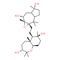 ChemSpider 2D Image | (1aS,5R,7R,7aR)-1a-{2-[(3R,5aR,6R,7S,9aR)-3,7-Dihydroxy-2,2,5a,7-tetramethyldecahydro-1-benzoxepin-6-yl]ethyl}-2,2,5,7a-tetramethyldecahydroazuleno[5,6-b]oxirene-5,7-diol | C30H52O6