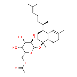 ChemSpider 2D Image | (1S,4S,4aR,8aS)-1,6-Dimethyl-4-[(2R)-6-methyl-5-hepten-2-yl]-1,2,3,4,4a,7,8,8a-octahydro-1-naphthalenyl 6-O-acetyl-beta-D-galactopyranoside | C28H46O7