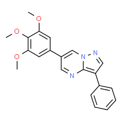 ChemSpider 2D Image | 3-Phenyl-6-(3,4,5-trimethoxyphenyl)pyrazolo[1,5-a]pyrimidine | C21H19N3O3