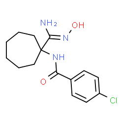 ChemSpider 2D Image | 4-Chlor-N-[1-(N-hydroxycarbamimidoyl)cycloheptyl]benzamid | C15H20ClN3O2