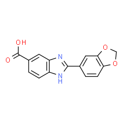ChemSpider 2D Image | 2-Benzo[1,3]dioxol-5-yl-1H-benzimidazole-5-carboxylic acid | C15H10N2O4