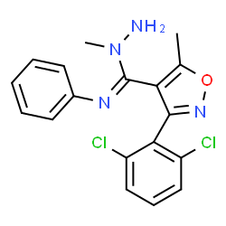 ChemSpider 2D Image | 3-(2,6-Dichlorophenyl)-N,5-dimethyl-N''-phenyl-1,2-oxazole-4-carboximidohydrazide | C18H16Cl2N4O