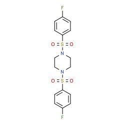 ChemSpider 2D Image | 1,4-Bis[(4-fluorophenyl)sulfonyl]piperazine | C16H16F2N2O4S2