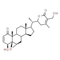 ChemSpider 2D Image | (4beta,5beta,6beta,8xi,9xi,17xi)-4,27-Dihydroxy-5,6:22,26-diepoxyergosta-2,24-diene-1,26-dione | C28H38O6