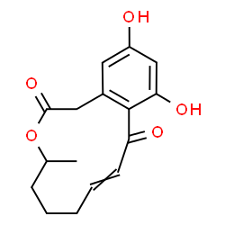 ChemSpider 2D Image | 11,13-Dihydroxy-4-methyl-4,5,6,7-tetrahydro-2H-3-benzoxacyclododecine-2,10(1H)-dione | C16H18O5
