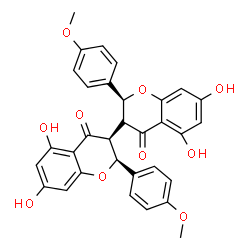ChemSpider 2D Image | (2S,2'S,3R,3'S)-5,5',7,7'-Tetrahydroxy-2,2'-bis(4-methoxyphenyl)-2,2',3,3'-tetrahydro-4H,4'H-3,3'-bichromene-4,4'-dione | C32H26O10