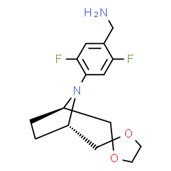 ChemSpider 2D Image | 1-{2,5-Difluoro-4-[(1R,5S)-8H-spiro[8-azabicyclo[3.2.1]octane-3,2'-[1,3]dioxolan]-8-yl]phenyl}methanamine | C16H20F2N2O2