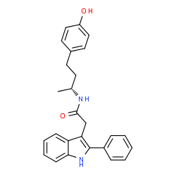 ChemSpider 2D Image | N-[(2R)-4-(4-Hydroxyphenyl)-2-butanyl]-2-(2-phenyl-1H-indol-3-yl)acetamide | C26H26N2O2