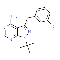 ChemSpider 2D Image | 3-[(4-AMINO-1-TERT-BUTYL-1H-PYRAZOLO[3,4-D]PYRIMIDIN-3-YL)METHYL]PHENOL | C16H19N5O