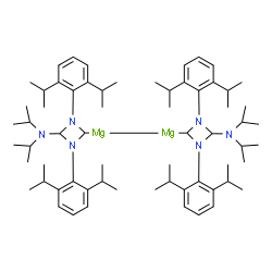 ChemSpider 2D Image | Bis[4-(diisopropylamino)-1,3-bis(2,6-diisopropylphenyl)-1,3-diazetidin-2-yl]dimagnesium(Mg-Mg) | C64H100Mg2N6