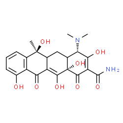 ChemSpider 2D Image | (4S,6S,12aS)-4-(Dimethylamino)-3,6,10,12,12a-pentahydroxy-6-methyl-1,11-dioxo-1,4,4a,5,5a,6,11,12a-octahydro-2-tetracenecarboxamide | C22H24N2O8