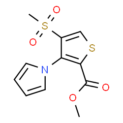 ChemSpider 2D Image | Methyl 4-(methylsulphonyl)-3-pyrrol-1-ylthiophene-2-carboxylate | C11H11NO4S2