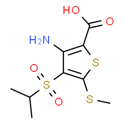 ChemSpider 2D Image | 3-AMINO-4-(ISOPROPYLSULFONYL)-5-(METHYLTHIO)THIOPHENE-2-CARBOXYLIC ACID | C9H13NO4S3
