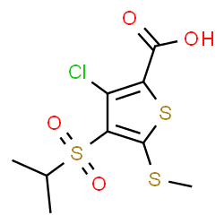ChemSpider 2D Image | 3-CHLORO-4-(ISOPROPYLSULFONYL)-5-(METHYLTHIO)THIOPHENE-2-CARBOXYLIC ACID | C9H11ClO4S3