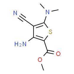 ChemSpider 2D Image | Methyl 3-amino-4-cyano-5-(dimethylamino)-2-thiophenecarboxylate | C9H11N3O2S