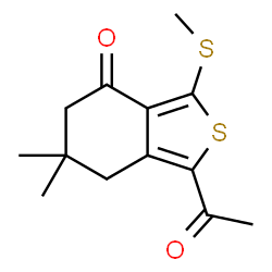 ChemSpider 2D Image | 1-Acetyl-6,7-dihydro-6,6-dimethyl-3-(methylthio)benzo[c]thiophen-4(5H)-one | C13H16O2S2