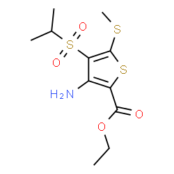 ChemSpider 2D Image | ETHYL 3-AMINO-4-(ISOPROPYLSULFONYL)-5-(METHYLTHIO)THIOPHENE-2-CARBOXYLATE | C11H17NO4S3