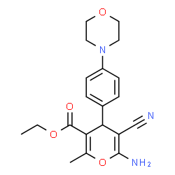 ChemSpider 2D Image | Ethyl 6-amino-5-cyano-2-methyl-4-[4-(4-morpholinyl)phenyl]-4H-pyran-3-carboxylate | C20H23N3O4