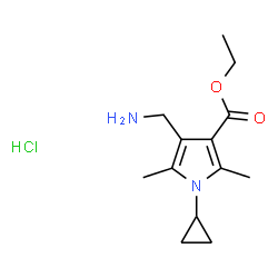 ChemSpider 2D Image | ETHYL 4-(AMINOMETHYL)-1-CYCLOPROPYL-2,5-DIMETHYL-1H-PYRROLE-3-CARBOXYLATE HYDROCHLORIDE | C13H21ClN2O2