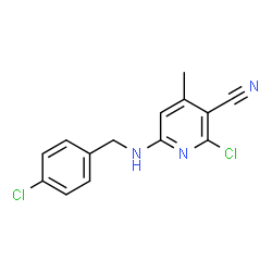 ChemSpider 2D Image | 2-Chloro-6-[(4-chlorobenzyl)amino]-4-methylnicotinonitrile | C14H11Cl2N3