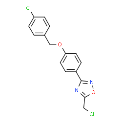 ChemSpider 2D Image | 3-{4-[(4-Chlorobenzyl)oxy]phenyl}-5-(chloromethyl)-1,2,4-oxadiazole | C16H12Cl2N2O2