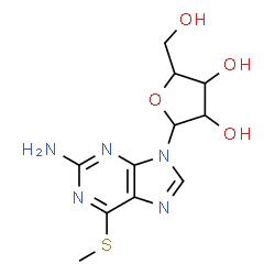 ChemSpider 2D Image | 6-(Methylsulfanyl)-9-pentofuranosyl-9H-purin-2-amine | C11H15N5O4S