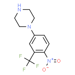 ChemSpider 2D Image | 1-[4-Nitro-3-(trifluoromethyl)phenyl]piperazine | C11H12F3N3O2