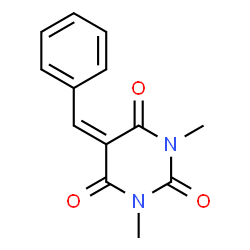 ChemSpider 2D Image | 5-Benzylidene-1,3-dimethyl-pyrimidine-2,4,6-trione | C13H12N2O3