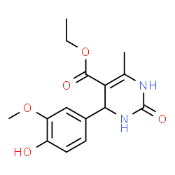 ChemSpider 2D Image | Ethyl 4-(4-hydroxy-3-methoxyphenyl)-6-methyl-2-oxo-1,2,3,4-tetrahydro-5-pyrimidinecarboxylate | C15H18N2O5