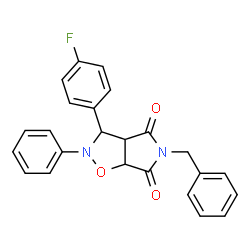 ChemSpider 2D Image | 5-benzyl-3-(4-fluorophenyl)-2-phenylperhydropyrrolo[3,4-d]isoxazole-4,6-dione | C24H19FN2O3