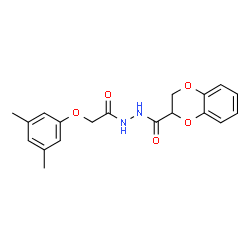ChemSpider 2D Image | N'-[(3,5-Dimethylphenoxy)acetyl]-2,3-dihydro-1,4-benzodioxine-2-carbohydrazide | C19H20N2O5