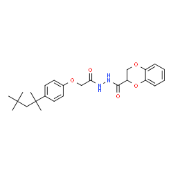 ChemSpider 2D Image | N'-{[4-(2,4,4-Trimethyl-2-pentanyl)phenoxy]acetyl}-2,3-dihydro-1,4-benzodioxine-2-carbohydrazide | C25H32N2O5