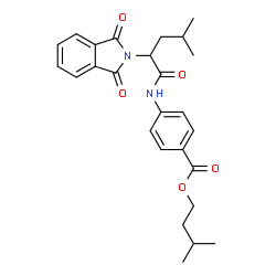 ChemSpider 2D Image | 3-Methylbutyl 4-{[2-(1,3-dioxo-1,3-dihydro-2H-isoindol-2-yl)-4-methylpentanoyl]amino}benzoate | C26H30N2O5
