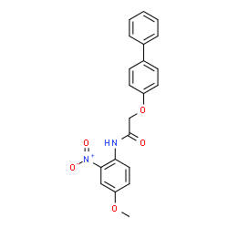 ChemSpider 2D Image | 2-(4-Biphenylyloxy)-N-(4-methoxy-2-nitrophenyl)acetamide | C21H18N2O5