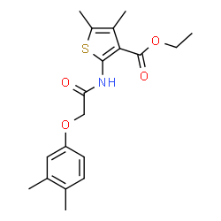 ChemSpider 2D Image | Ethyl 2-{[(3,4-dimethylphenoxy)acetyl]amino}-4,5-dimethyl-3-thiophenecarboxylate | C19H23NO4S