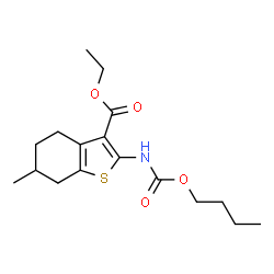 ChemSpider 2D Image | Ethyl 2-[(butoxycarbonyl)amino]-6-methyl-4,5,6,7-tetrahydro-1-benzothiophene-3-carboxylate | C17H25NO4S