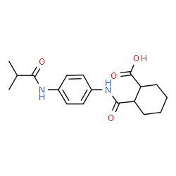 ChemSpider 2D Image | 2-{[4-(Isobutyrylamino)phenyl]carbamoyl}cyclohexanecarboxylic acid | C18H24N2O4