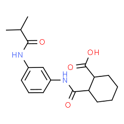 ChemSpider 2D Image | 2-{[3-(Isobutyrylamino)phenyl]carbamoyl}cyclohexanecarboxylic acid | C18H24N2O4