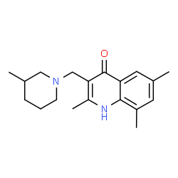 ChemSpider 2D Image | 2,6,8-trimethyl-3-[(3-methylpiperidin-1-yl)methyl]quinolin-4-ol | C19H26N2O