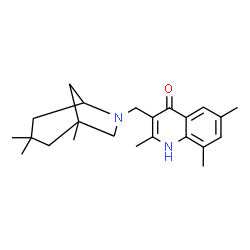 ChemSpider 2D Image | 2,6,8-trimethyl-3-[(1,3,3-trimethyl-6-azabicyclo[3.2.1]oct-6-yl)methyl]quinolin-4-ol | C23H32N2O