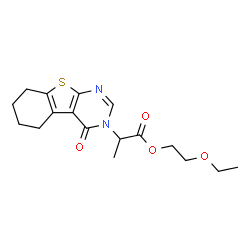 ChemSpider 2D Image | 2-Ethoxyethyl 2-(4-oxo-5,6,7,8-tetrahydro[1]benzothieno[2,3-d]pyrimidin-3(4H)-yl)propanoate | C17H22N2O4S