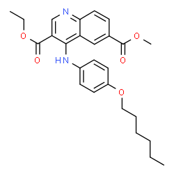 ChemSpider 2D Image | 3-Ethyl 6-methyl 4-{[4-(hexyloxy)phenyl]amino}-3,6-quinolinedicarboxylate | C26H30N2O5