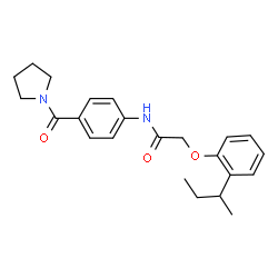 ChemSpider 2D Image | 2-(2-sec-Butylphenoxy)-N-[4-(1-pyrrolidinylcarbonyl)phenyl]acetamide | C23H28N2O3
