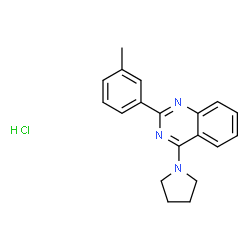 ChemSpider 2D Image | 2-(3-Methylphenyl)-4-(1-pyrrolidinyl)quinazoline hydrochloride (1:1) | C19H20ClN3