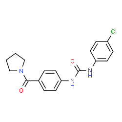 ChemSpider 2D Image | 1-(4-Chlorophenyl)-3-[4-(1-pyrrolidinylcarbonyl)phenyl]urea | C18H18ClN3O2
